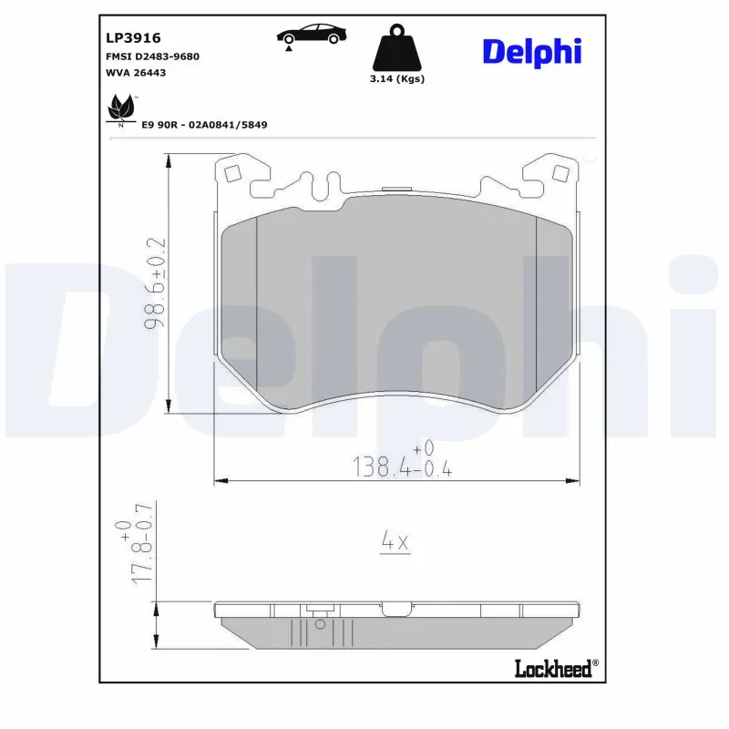Brake Pad Set, disc brake LP3916