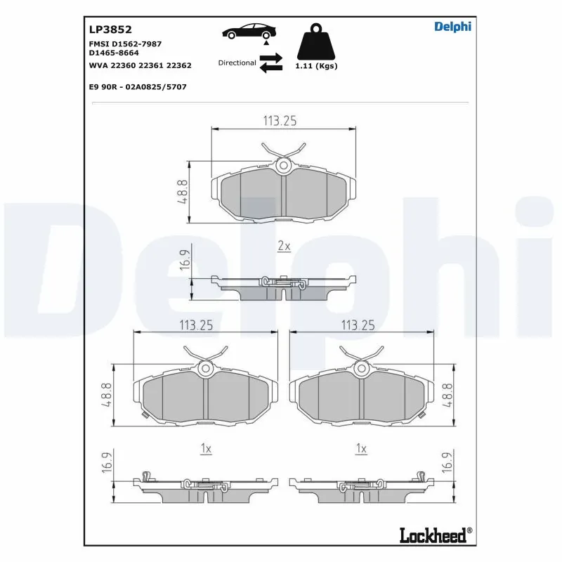 Brake Pad Set, disc brake LP3852