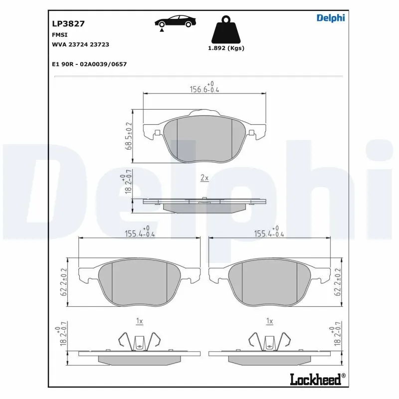 Brake Pad Set, disc brake LP3827