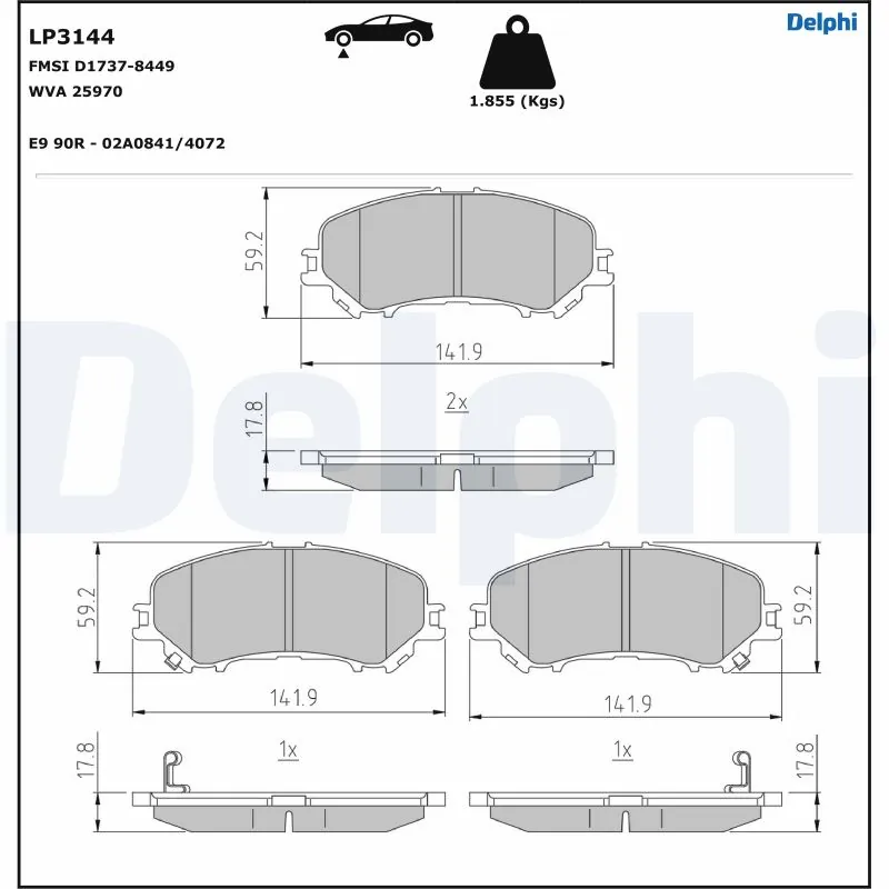 Brake Pad Set, disc brake LP3144