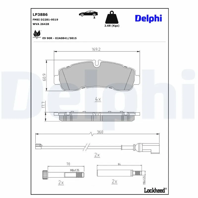 Brake Pad Set, disc brake LP3886