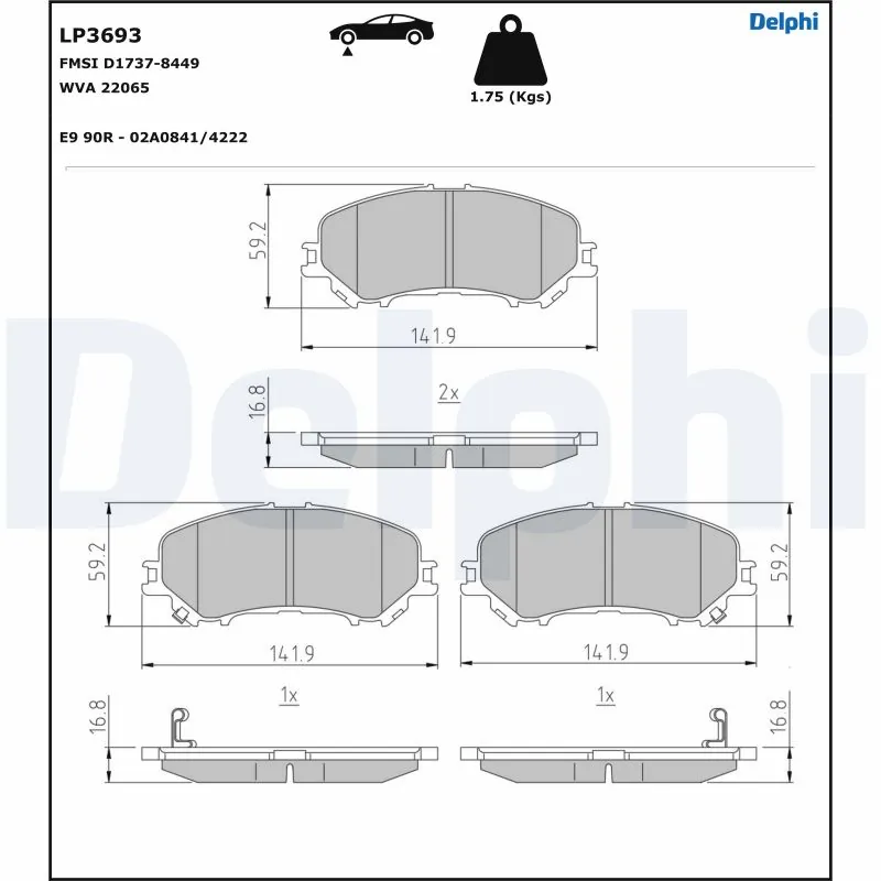 Brake Pad Set, disc brake LP3693