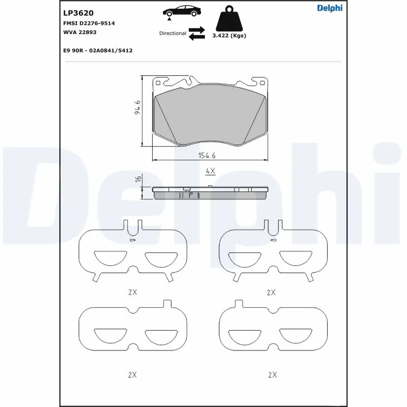 Brake Pad Set, disc brake LP3620