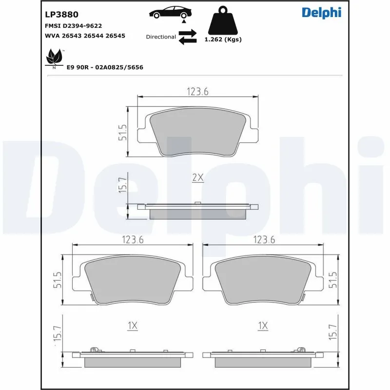 Brake Pad Set, disc brake LP3880