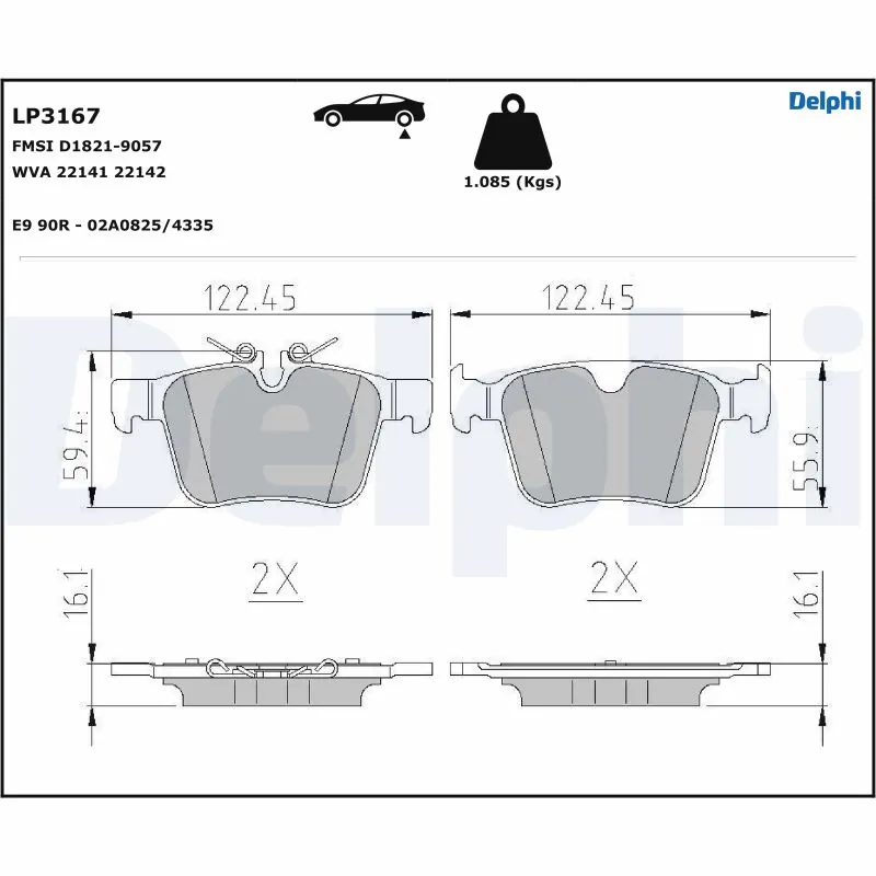 Brake Pad Set, disc brake LP3167
