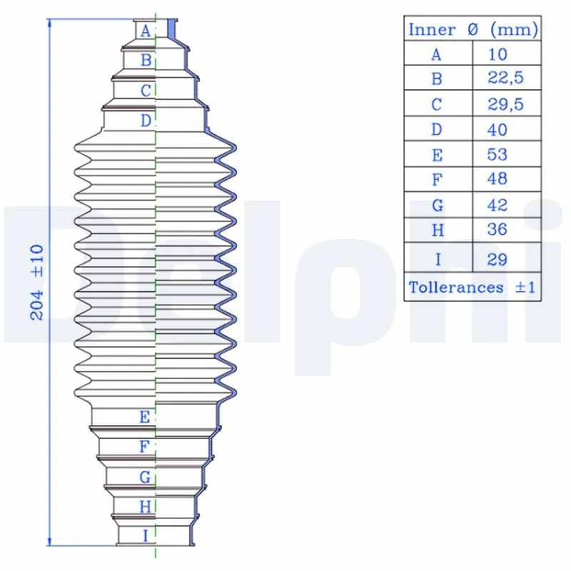 DELPHI TBR1000 Bellow Kit, steering