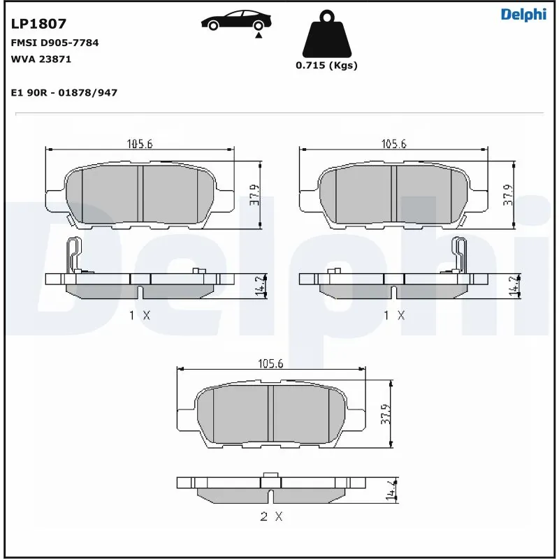 Brake Pad Set, disc brake LP1807