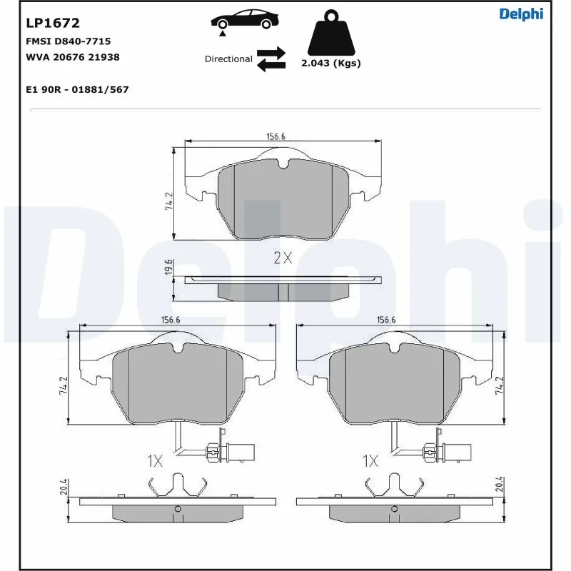 Brake Pad Set, disc brake LP1672