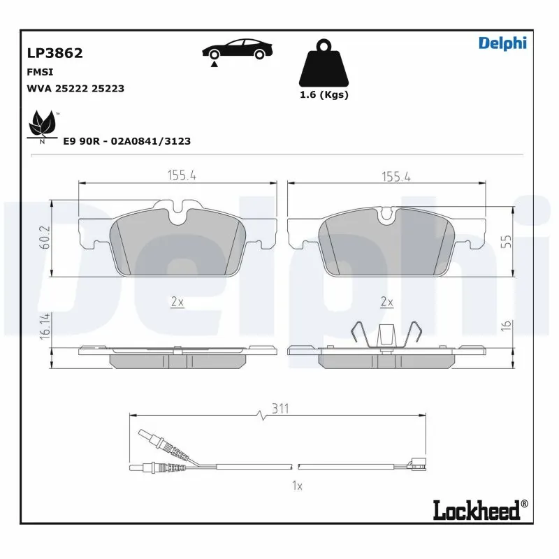 Brake Pad Set, disc brake LP3862