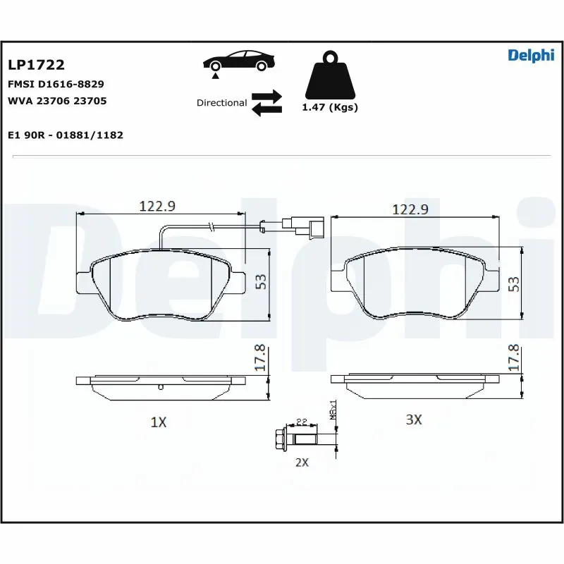 Brake Pad Set, disc brake LP1722