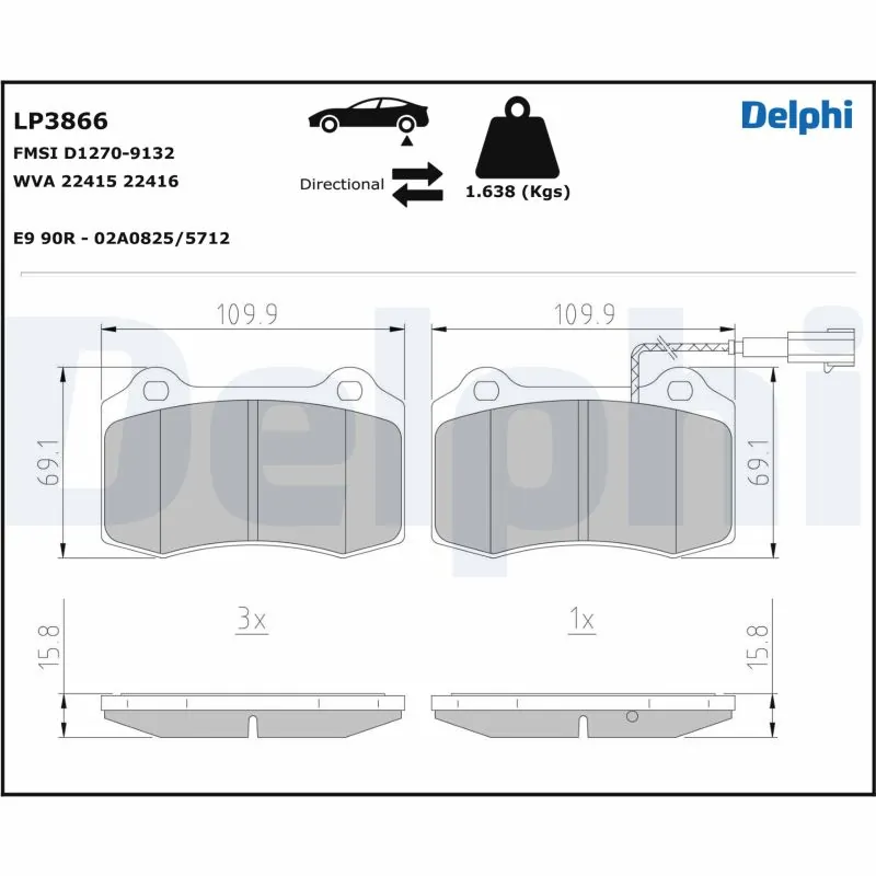 Brake Pad Set, disc brake LP3866