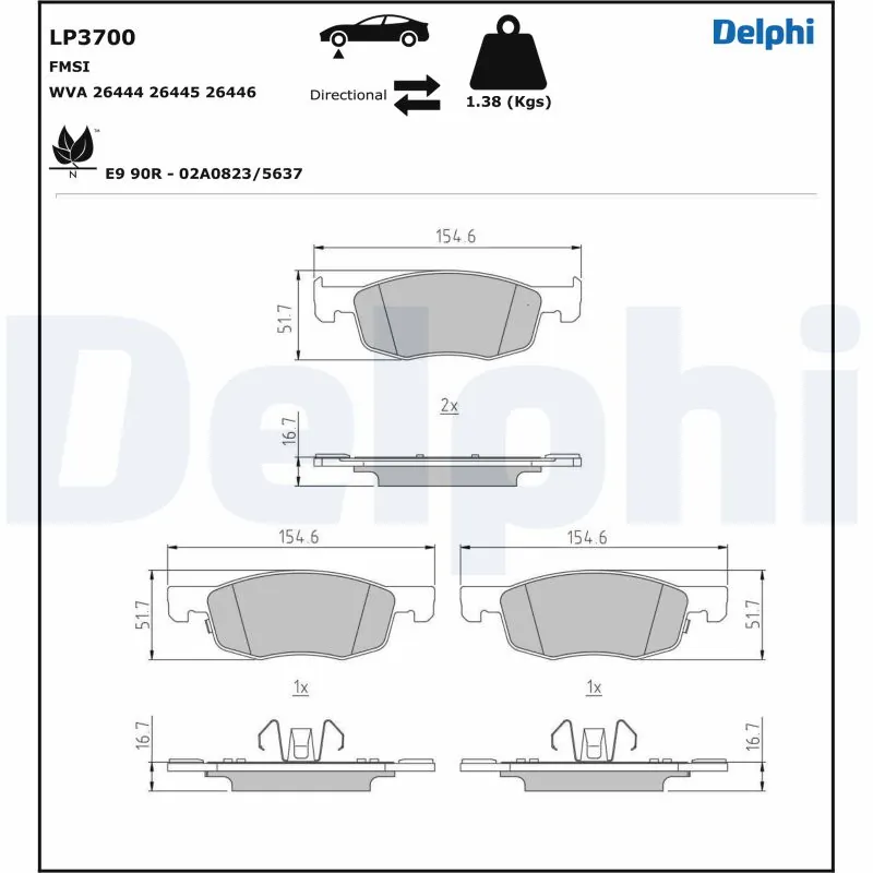 Brake Pad Set, disc brake LP3700