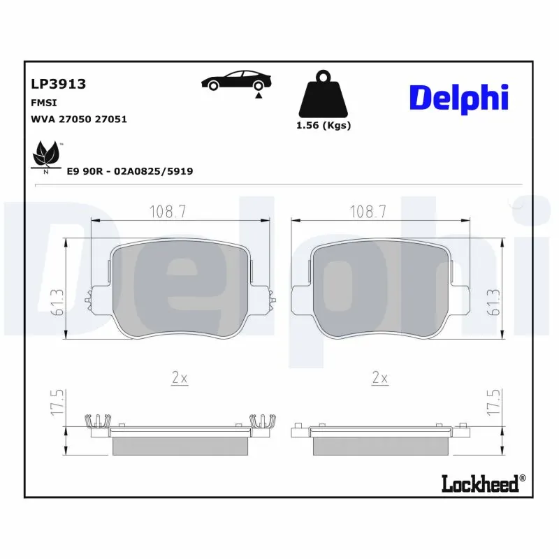 DELPHI LP3913 Brake Pad Set, disc brake