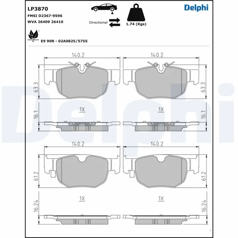 Brake Pad Set, disc brake LP3870
