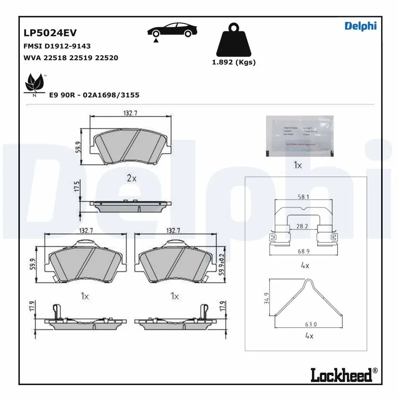 Brake Pad Set, disc brake LP5024EV