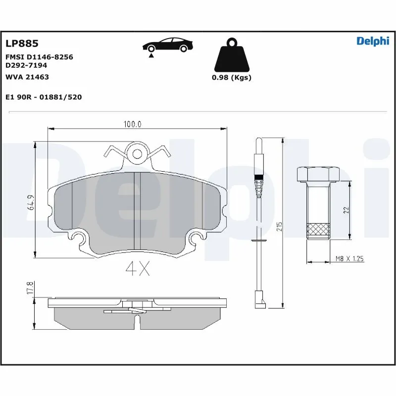 Brake Pad Set, disc brake LP885