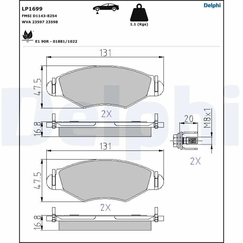 Brake Pad Set, disc brake LP1699