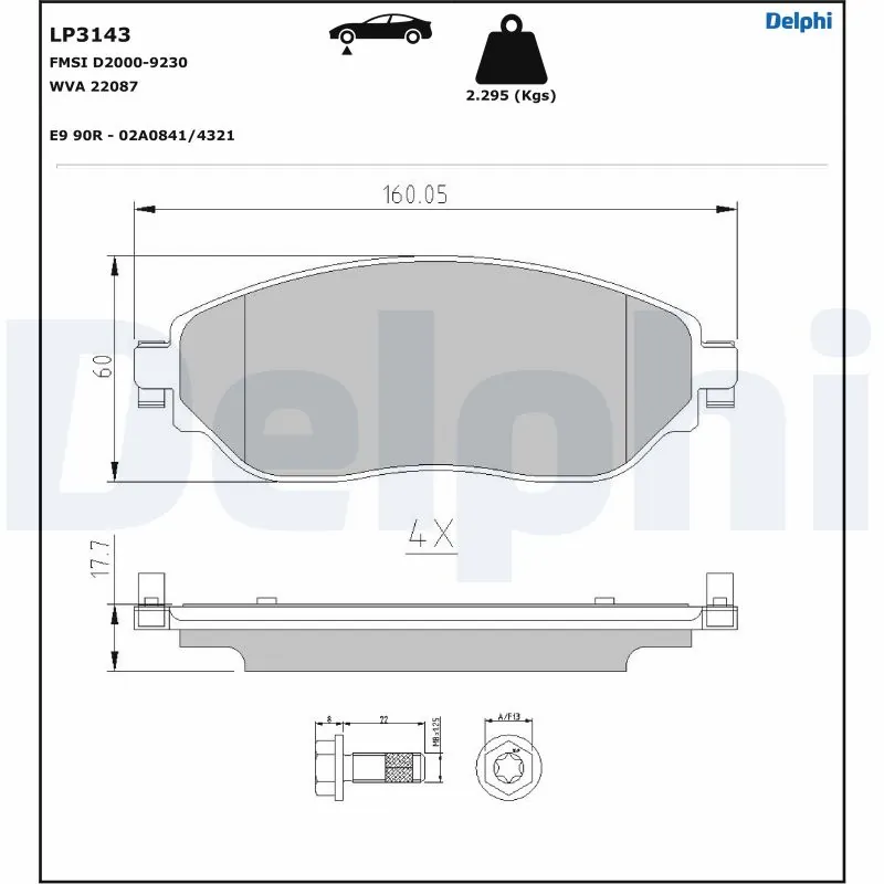 Brake Pad Set, disc brake LP3143