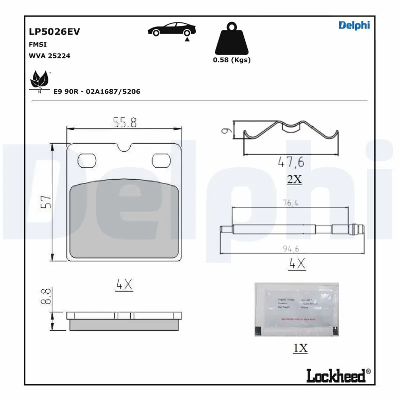 Brake Pad Set, disc parking brake LP5026EV
