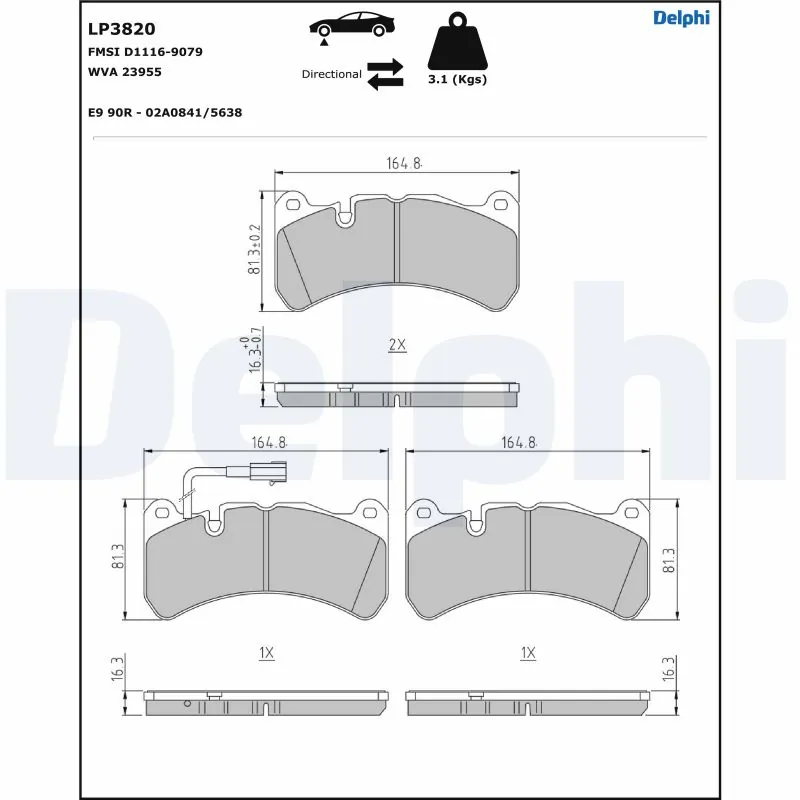 Brake Pad Set, disc brake LP3820