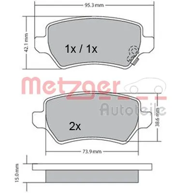 METZGER AUTOTEILE 1170004 Brake Pad Set, disc brake
