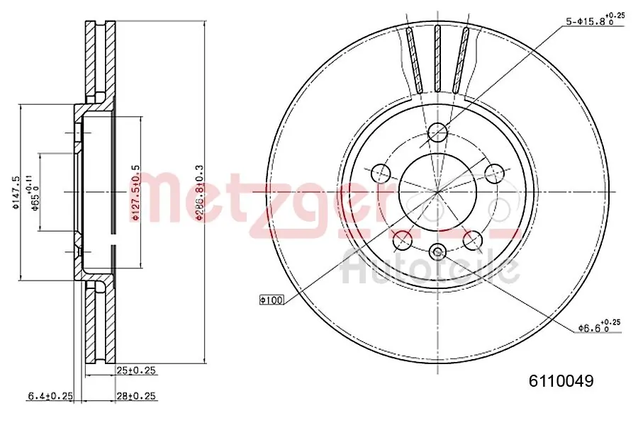 METZGER AUTOTEILE 6110049 Brake Disc