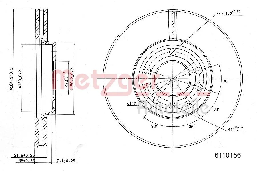 METZGER AUTOTEILE 6110156 Brake Disc