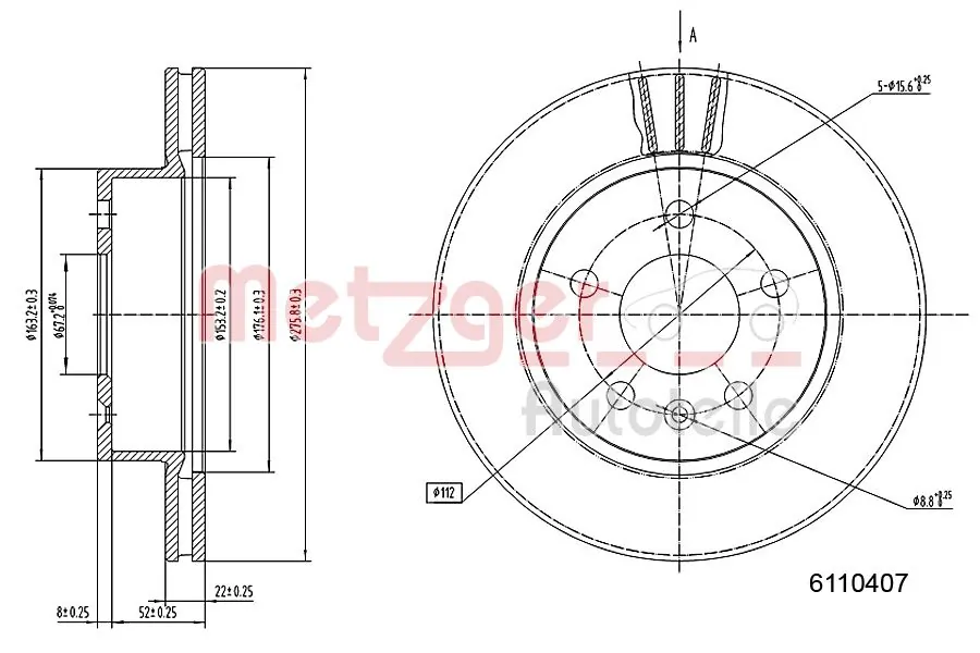 METZGER AUTOTEILE 6110407 Brake Disc