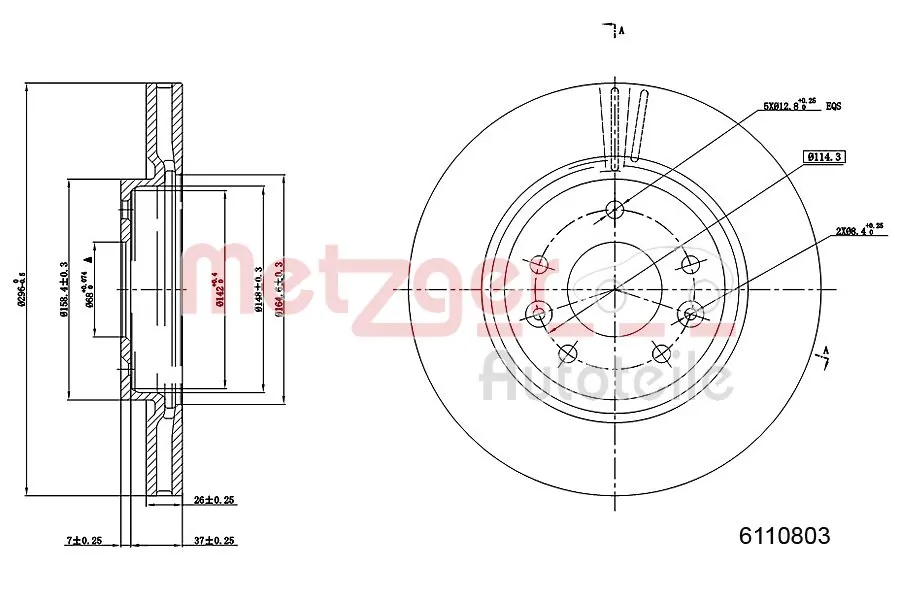 METZGER AUTOTEILE 6110803 Brake Disc