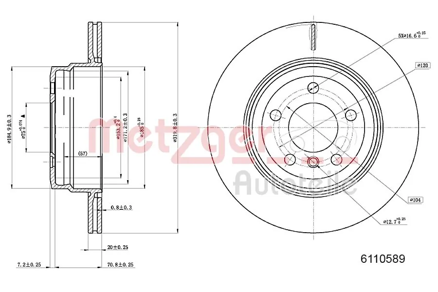 METZGER AUTOTEILE 6110589 Brake Disc