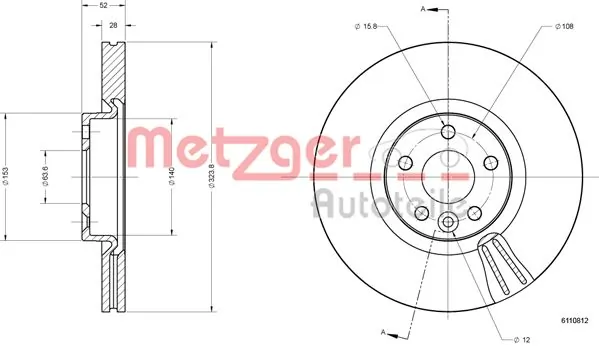 METZGER AUTOTEILE 6110812 Brake Disc
