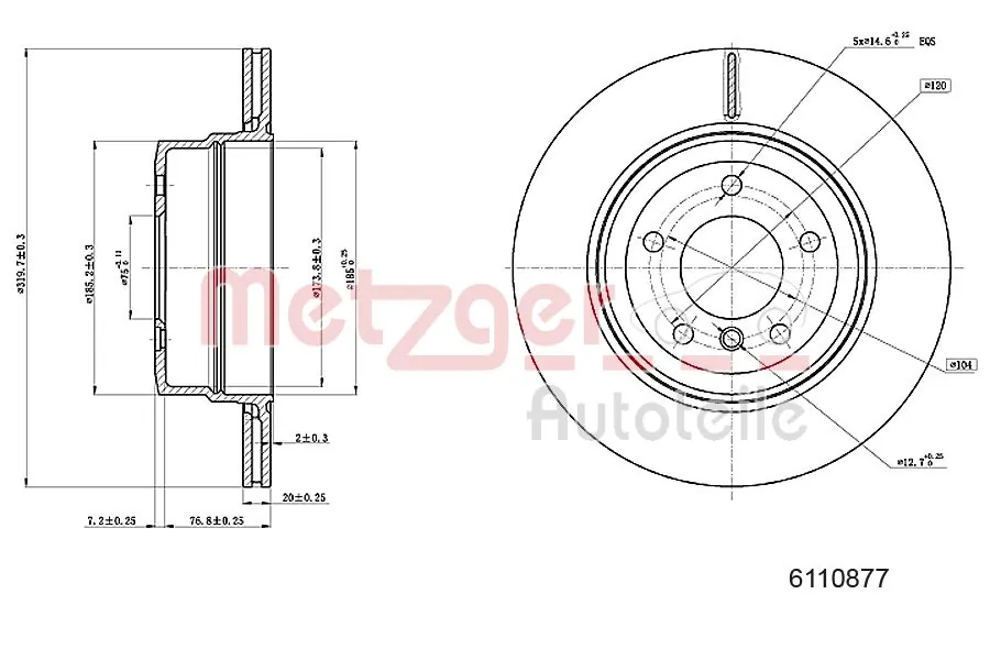 METZGER AUTOTEILE 6110877 Brake Disc