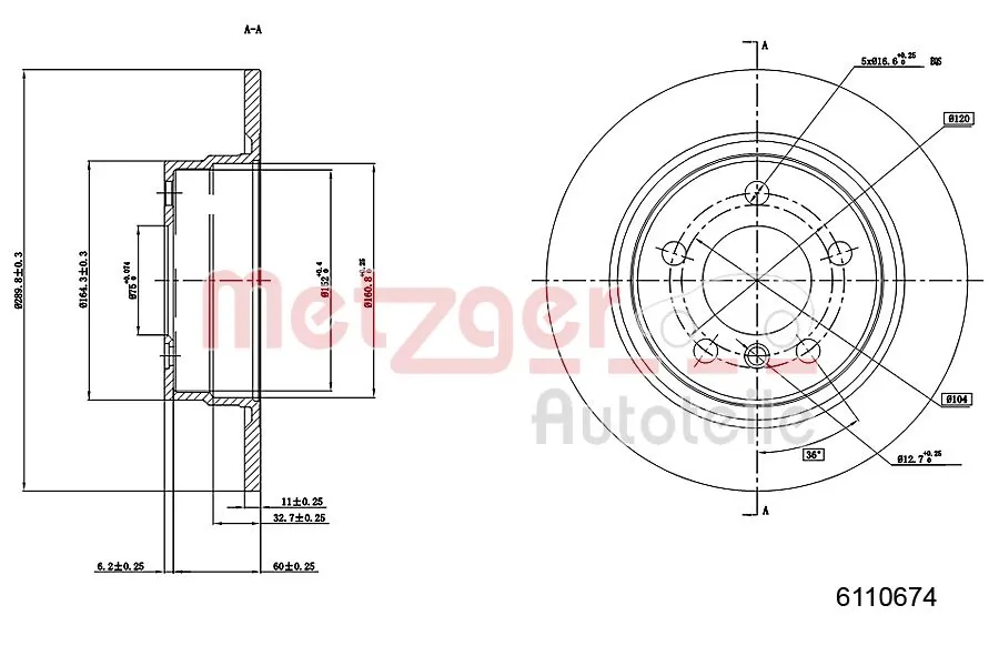METZGER AUTOTEILE 6110674 Brake Disc