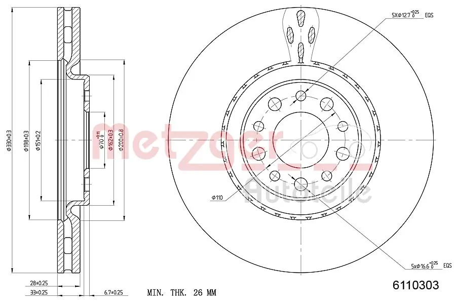 METZGER AUTOTEILE 6110303 Brake Disc