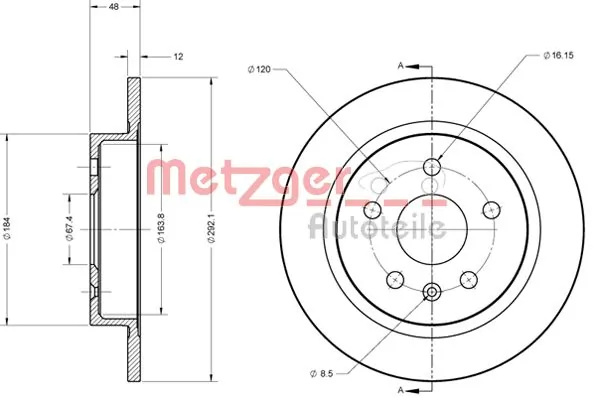 METZGER AUTOTEILE 6110188 Brake Disc