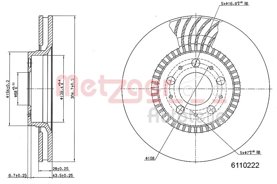 METZGER AUTOTEILE 6110222 Brake Disc