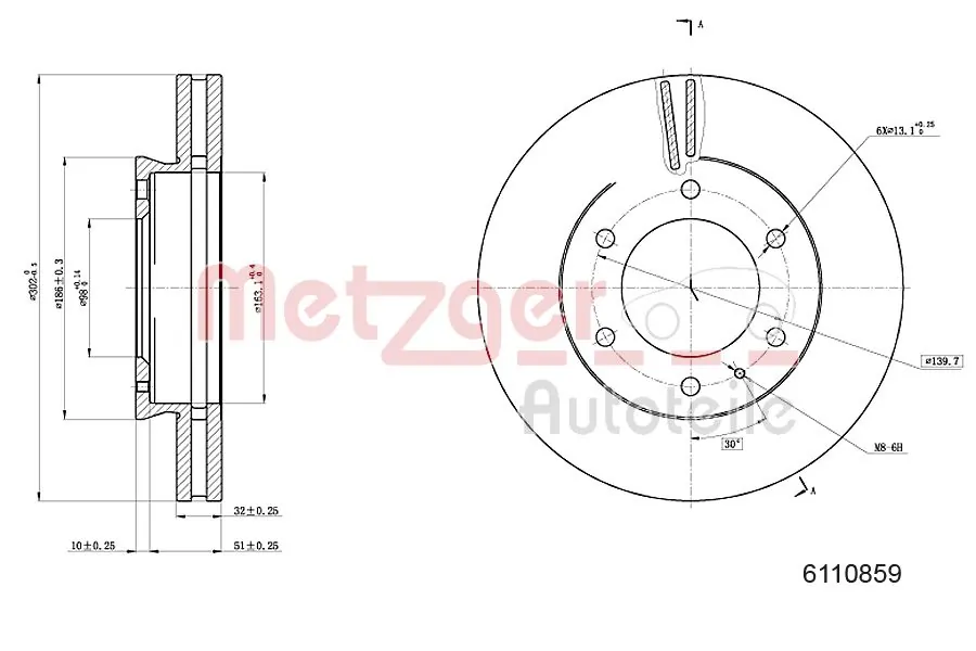METZGER AUTOTEILE 6110859 Brake Disc