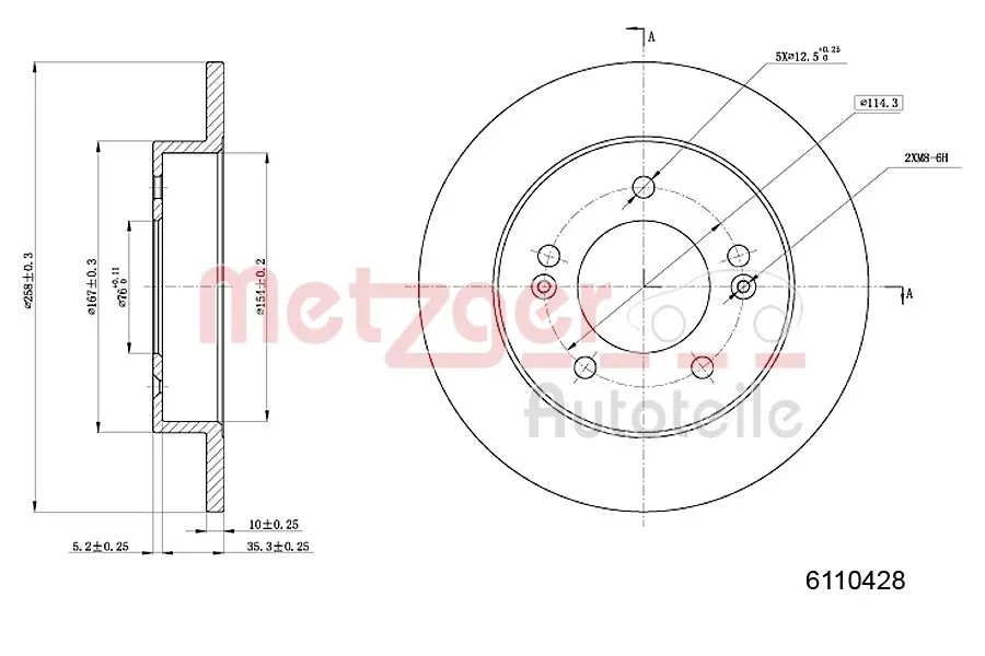 METZGER AUTOTEILE 6110428 Brake Disc