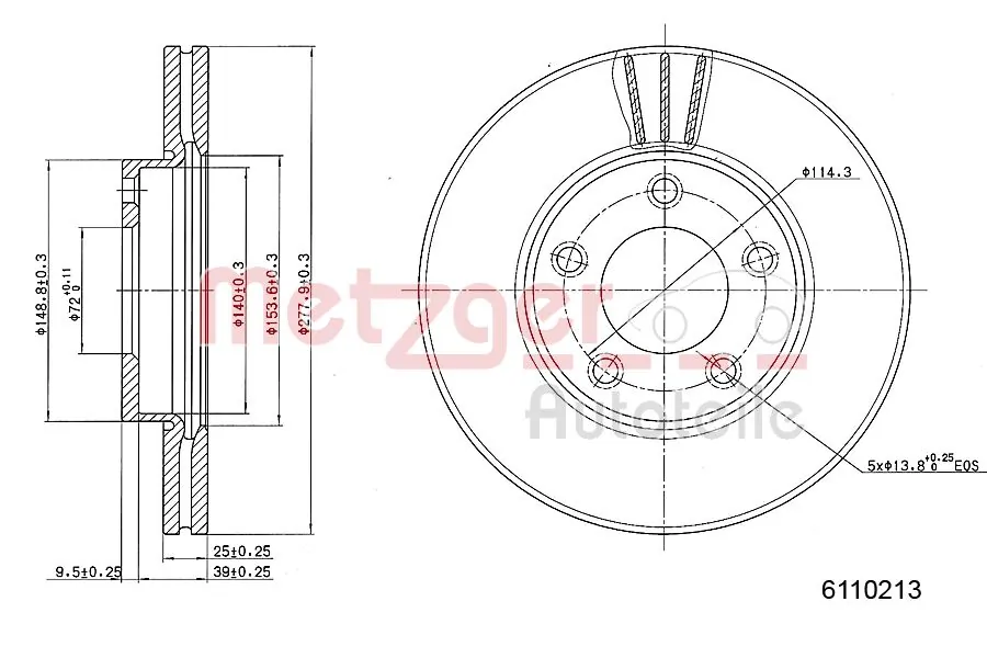 METZGER AUTOTEILE 6110213 Brake Disc