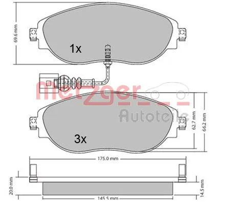 METZGER AUTOTEILE 1170173 Brake Pad Set, disc brake