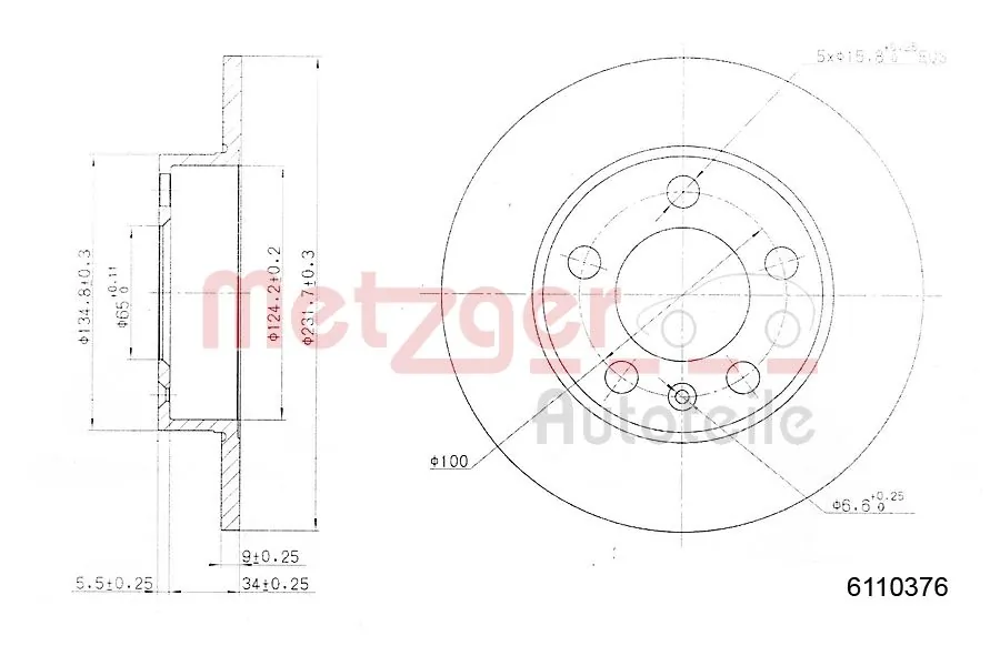 METZGER AUTOTEILE 6110376 Brake Disc