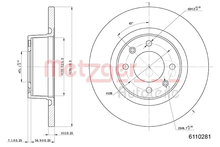 METZGER AUTOTEILE 6110281 Brake Disc