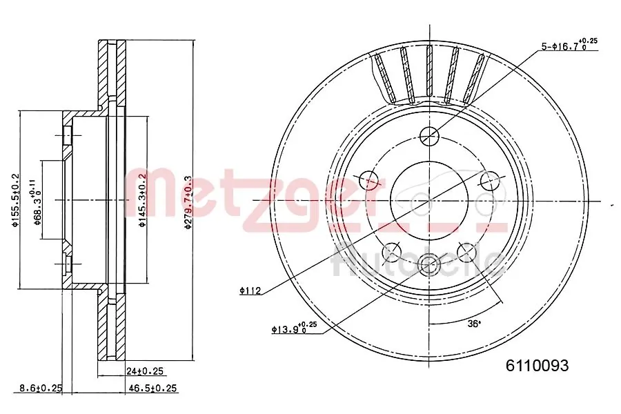 METZGER AUTOTEILE 6110093 Brake Disc
