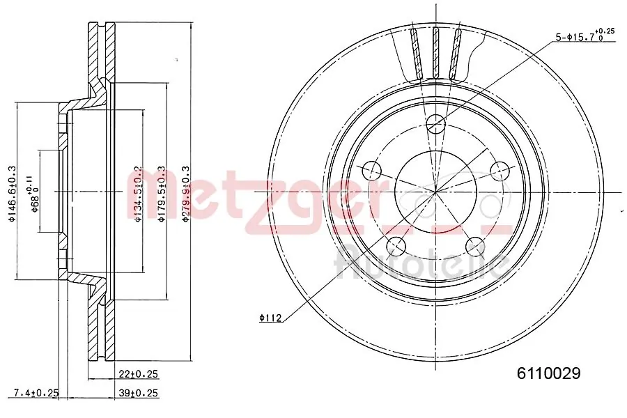 METZGER AUTOTEILE 6110029 Brake Disc