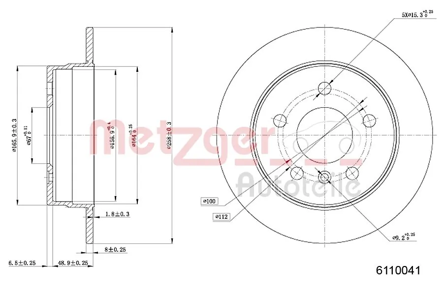 METZGER AUTOTEILE 6110041 Brake Disc