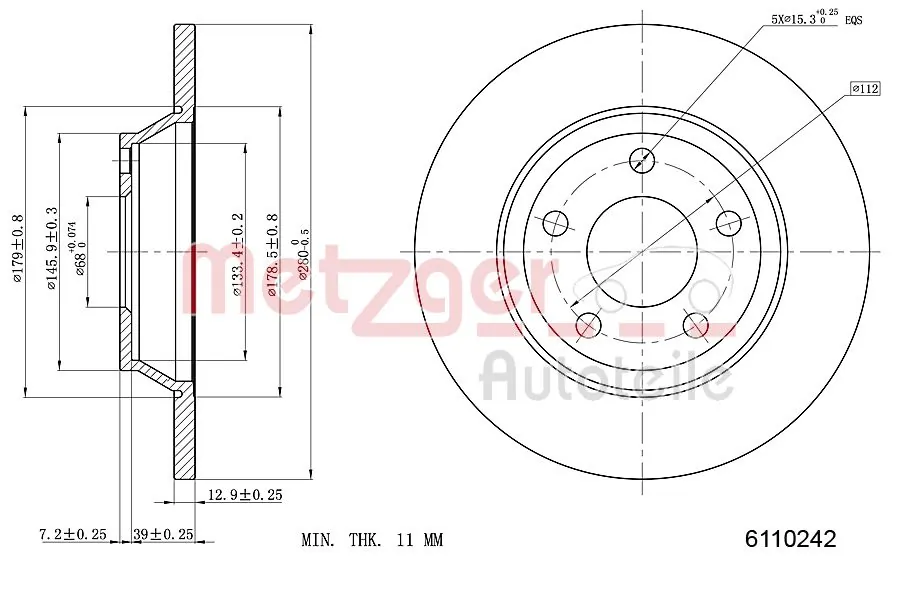 METZGER AUTOTEILE 6110242 Brake Disc