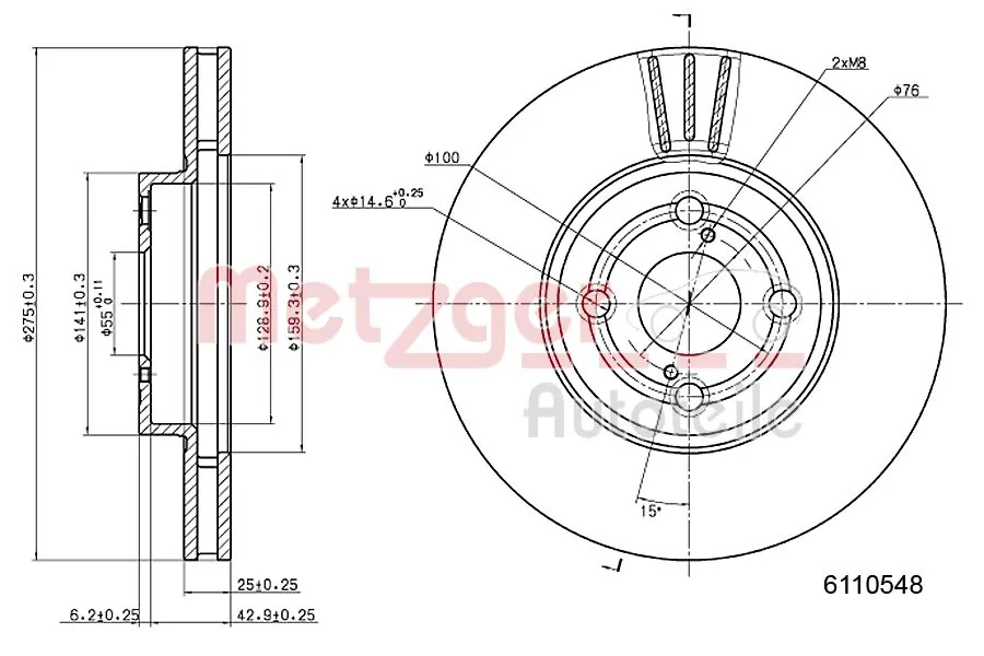 METZGER AUTOTEILE 6110548 Brake Disc
