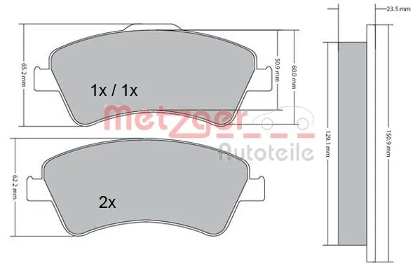 METZGER AUTOTEILE 1170220 Brake Pad Set, disc brake