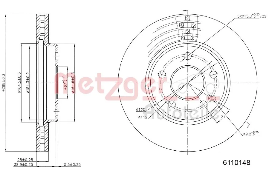 METZGER AUTOTEILE 6110148 Brake Disc