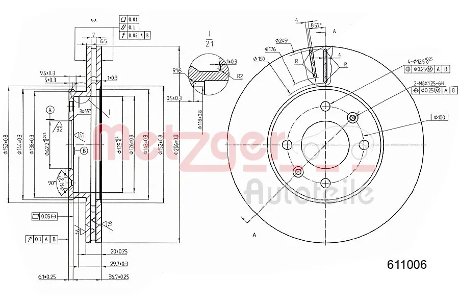 METZGER AUTOTEILE 6111006 Brake Disc